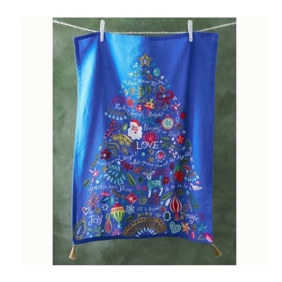 Anthropologie Danielle Kroll Treetops Glisten Dish Towel - Picture 1 of 7